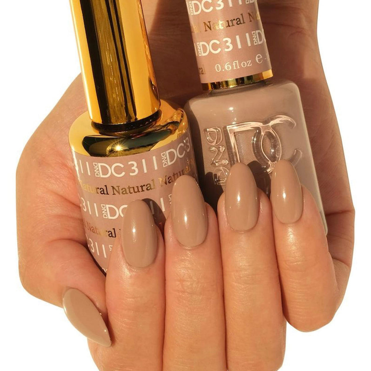 DND DC Gel Polish Set, Deep Nude Collection, UV/LED Gel Polish and Air Dry Nail Lacquer, Matching Chip-Free Polish Duo, 311 Natural, 0.5 Fl Oz