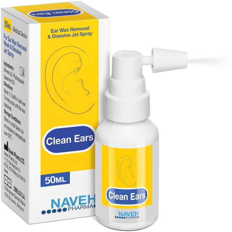 NAVEH PHARMA® CleanEars | Fast-Acting Ear Wax Removal Spray | Breaks Down & Dissolves Earwax in Just 1 Treatment | Clinically Proven to Be 300% More Effective W/Mineral Oil | Gentle & Safe 1.69 Fl Oz