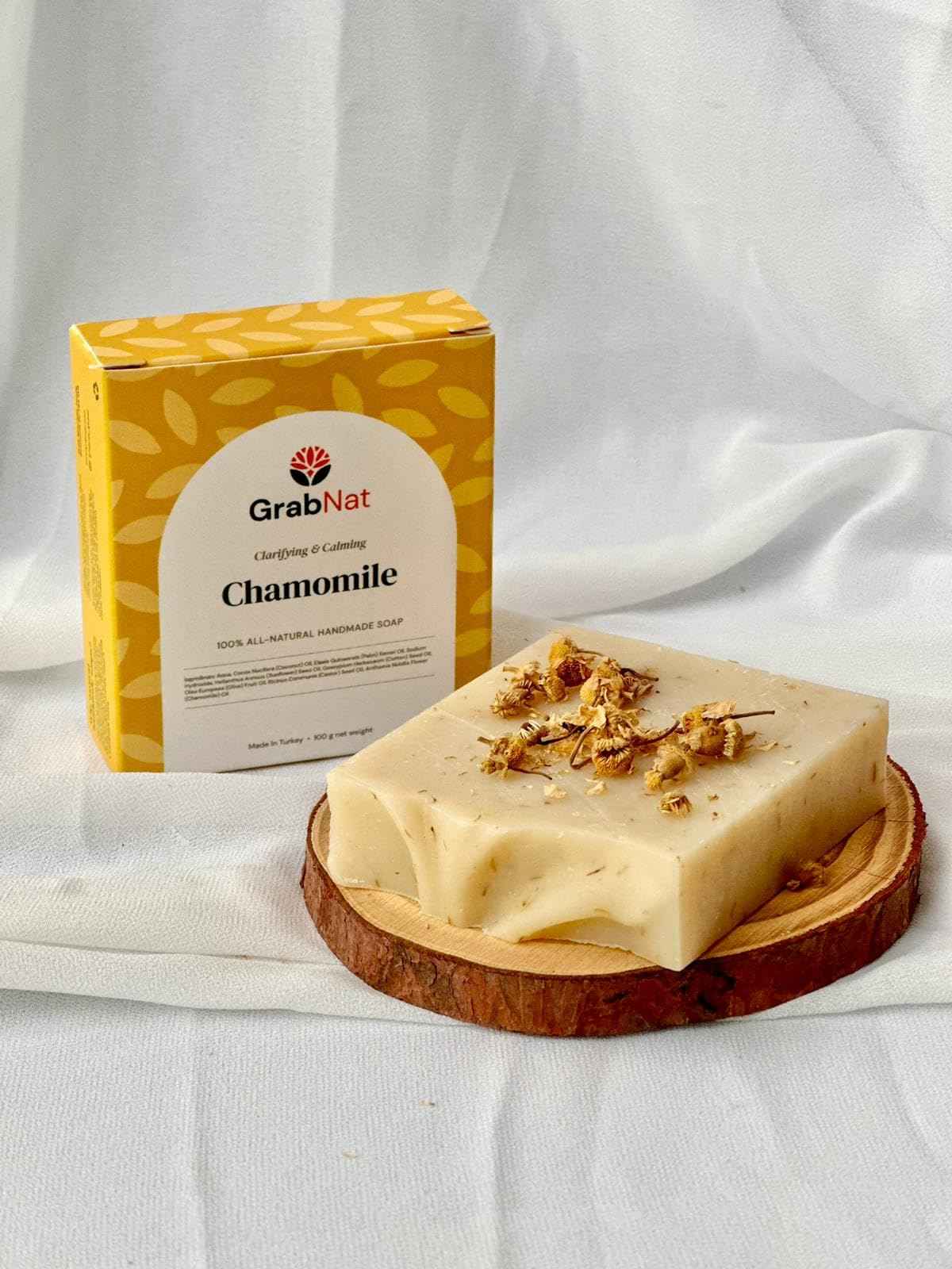 4-Pack Chamomile Soap | Handmade, All-Natural, Cold-Processed, Plant-Based | Infused with Chamomile | Soothing Cleanse for Face & Body, Suitable for All Skin Types, Men & Women(4 x100grams/4 x 3.5oz)