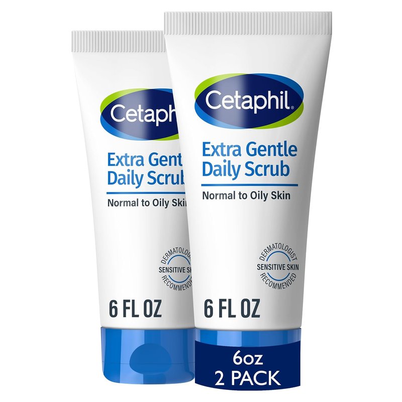 Cetaphil Exfoliating Face Wash - Gentle Daily Scrub for All Skin Types | 6 Fl Oz, Pack of 2