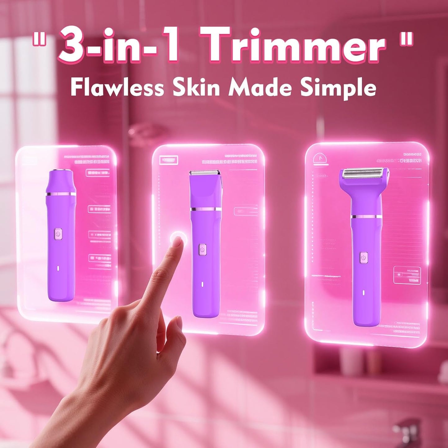 Electric Shaver for Women - Cordless Bikini Trimmer for Painless Facial Hair Removal | Low Noise, Fast Charging, Detachable Head