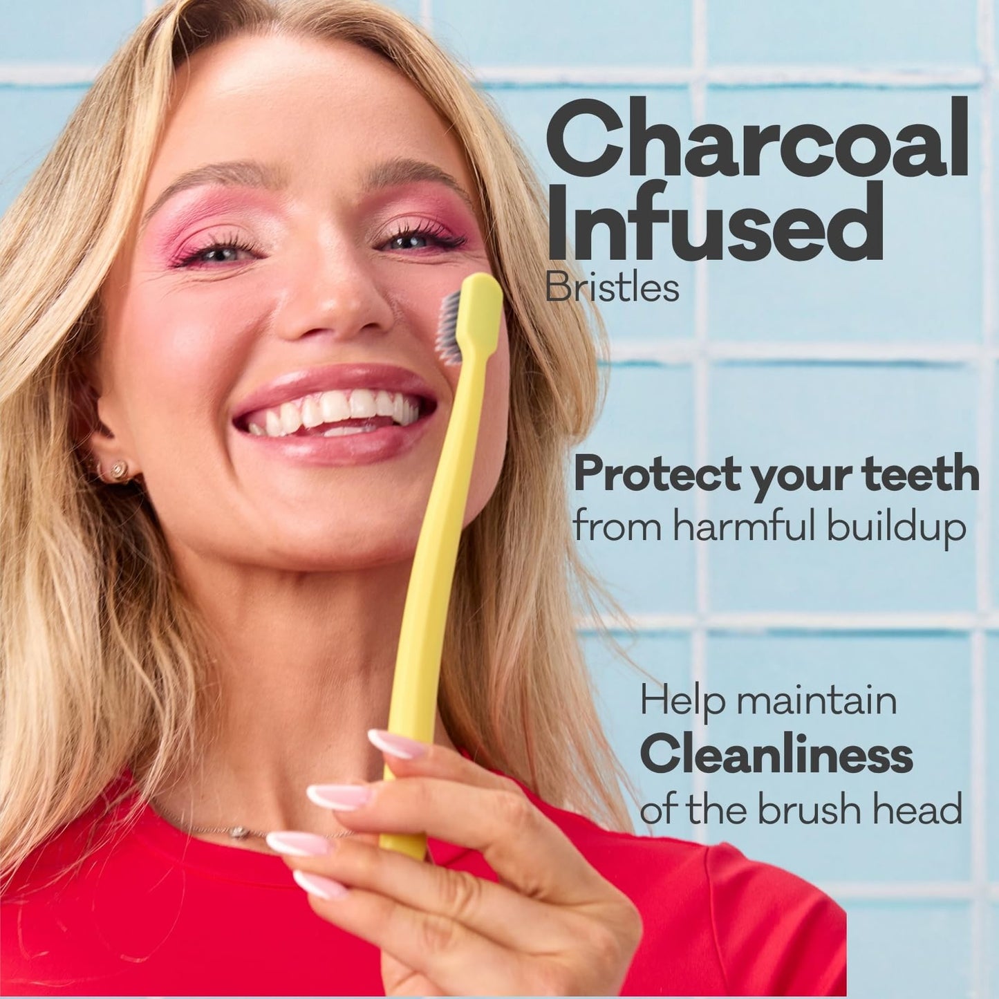 Grin Extra Soft Toothbrushes for Adults – Travel Toothbrush Set with Charcoal Infused Bristles – Manual Full Mouth Brush Head for Whitening & Gum Care – 8 Count (Pack of 2), Summer Beach