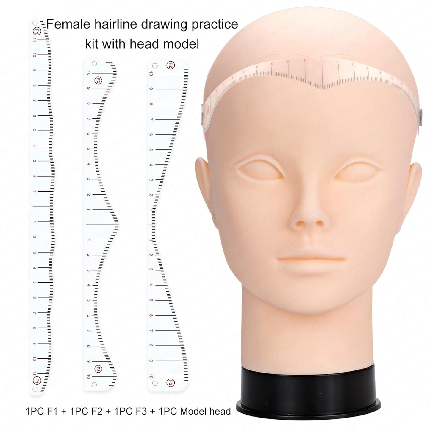 Hairline Stencil Ruler Kit - Precision Measuring Tool for Scalp Micropigmentation | Multiple Shapes for Men & Women