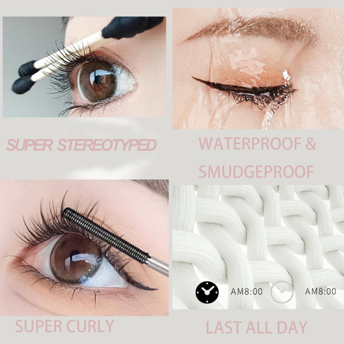 Black Washable Metal Mascara Wand, Waterproof Iron Wand Mascara for Thin Short Sparse Lashes, Natural Length Slim Volume Buildable Formula, Separated Lashes, Long Lasting Smudge-Proof No Flaking Tint