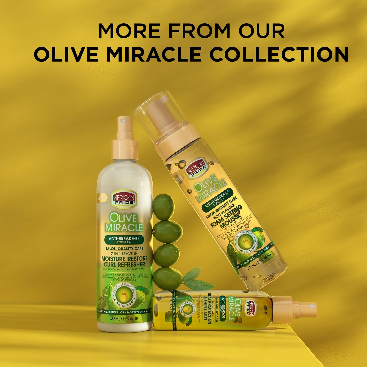 African Pride Olive Miracle 2 in 1 Shampoo & Conditioner, Moisturizing & Detangling for Coily & Curly Hair, with Olive Oil & Flaxseed Oil, 12 oz (Pack of 3)