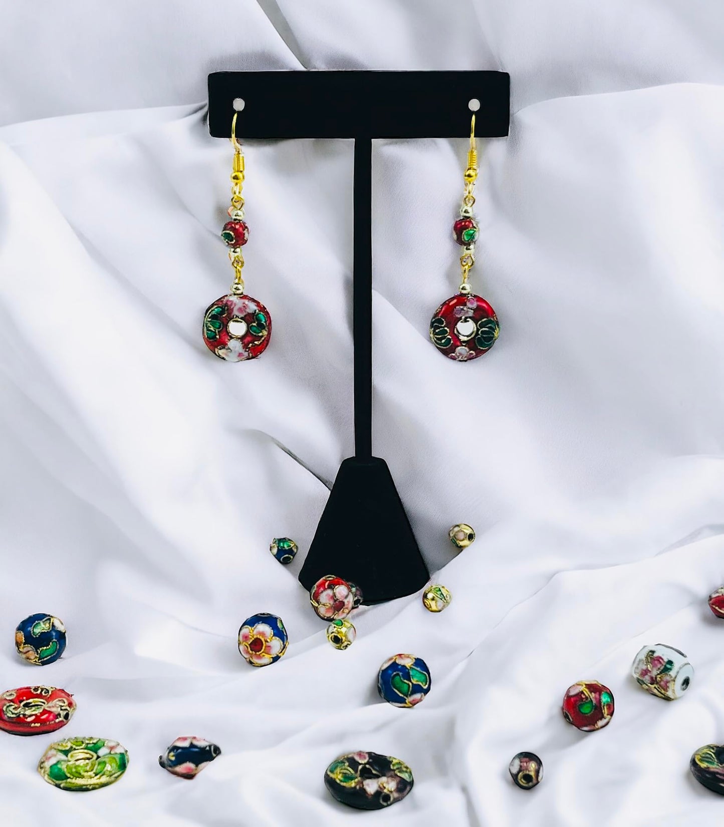 Expo International 10mm x 10mm Cloisonne Pack of 16 | White Multi Jewelery Beads