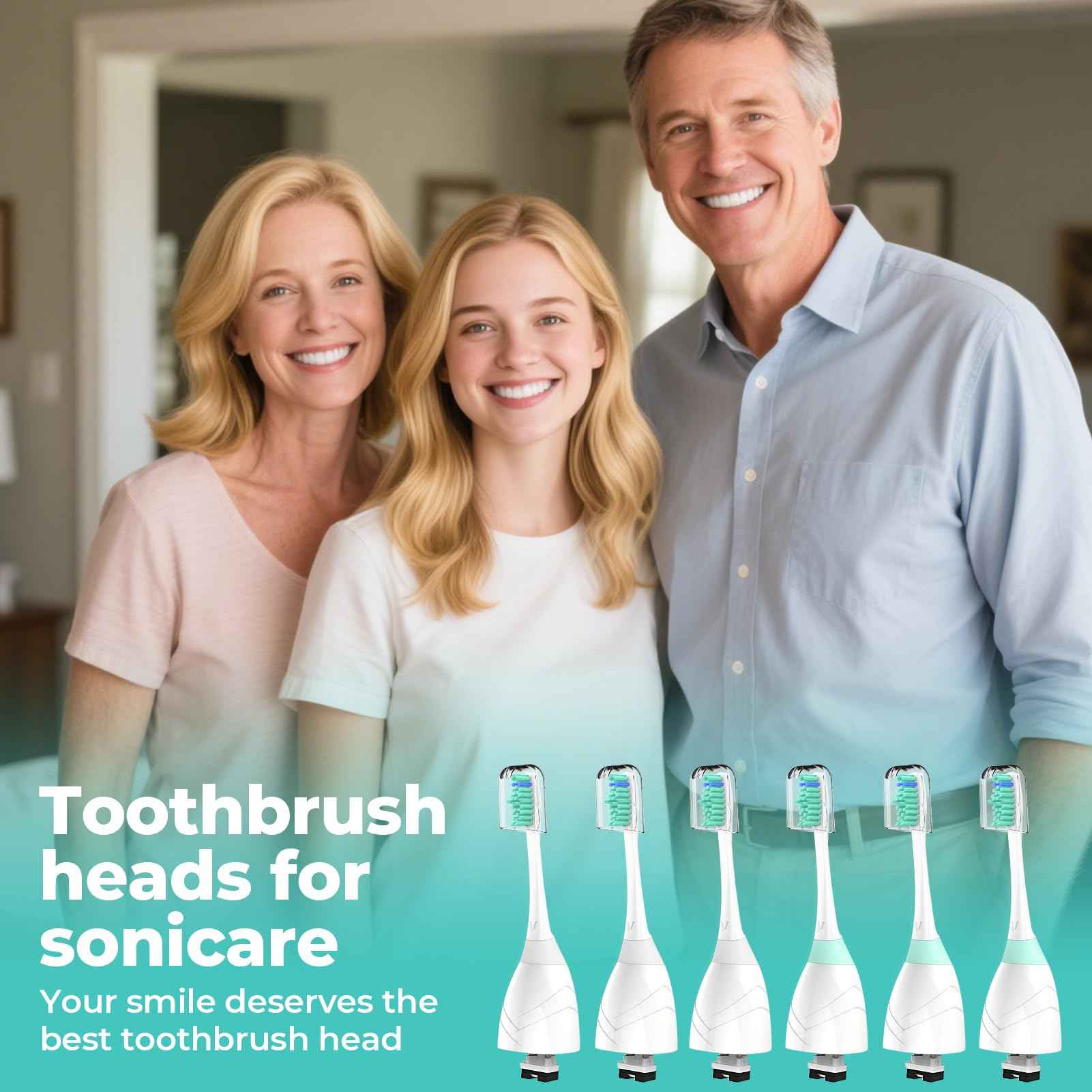 Replacement Heads for Philips Sonicare - Replacement Toothbrush Head Compatible with Phillips Sonicare Screw-on Electric Brush Head for E-Series, Essence, Xtreme, Elite, Advance and CleanCare, 6 Pack