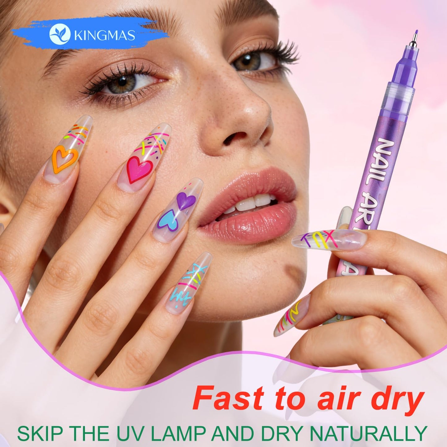 KINGMAS 12 Color Nail Art Pens, 0.5mm Nail Polish Marker Set, Drawing Painting Point Liner Acrylic Painted Pen Kit, Waterproof and Quick-drying for DIY Nails Art Design Manicure Tools