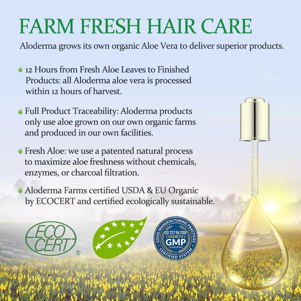 Aloderma Aloe Nourishing Shampoo, Organic Aloe Vera for Damaged Hair, 16 oz