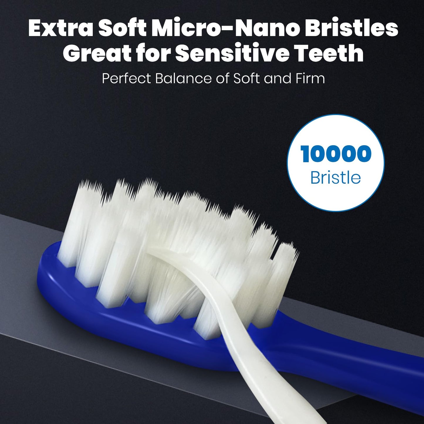 Frekare Extra Soft Toothbrushes for Adults - 10000 Micro Nano Bristles for Sensitive Teeth, Gum Recession and Elderly (Diamond Shaped Head, 6 Count)