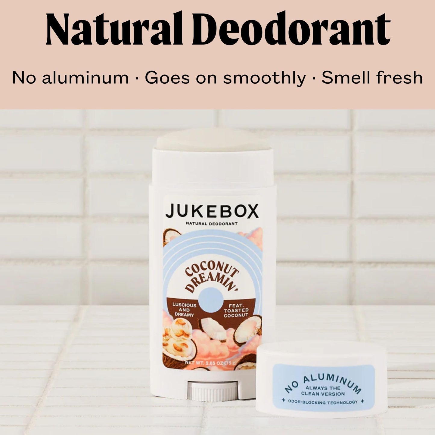 Jukebox Natural Deodorant for Women–Coconut Dreamin'–Aluminum-Free, No Baking Soda, No Harsh Chemicals, Odor Blocking Technology, Toasted Coconut,Sweet Spice,Citrus-a Dr. Squatch Brand-2.65oz, 3 Pack