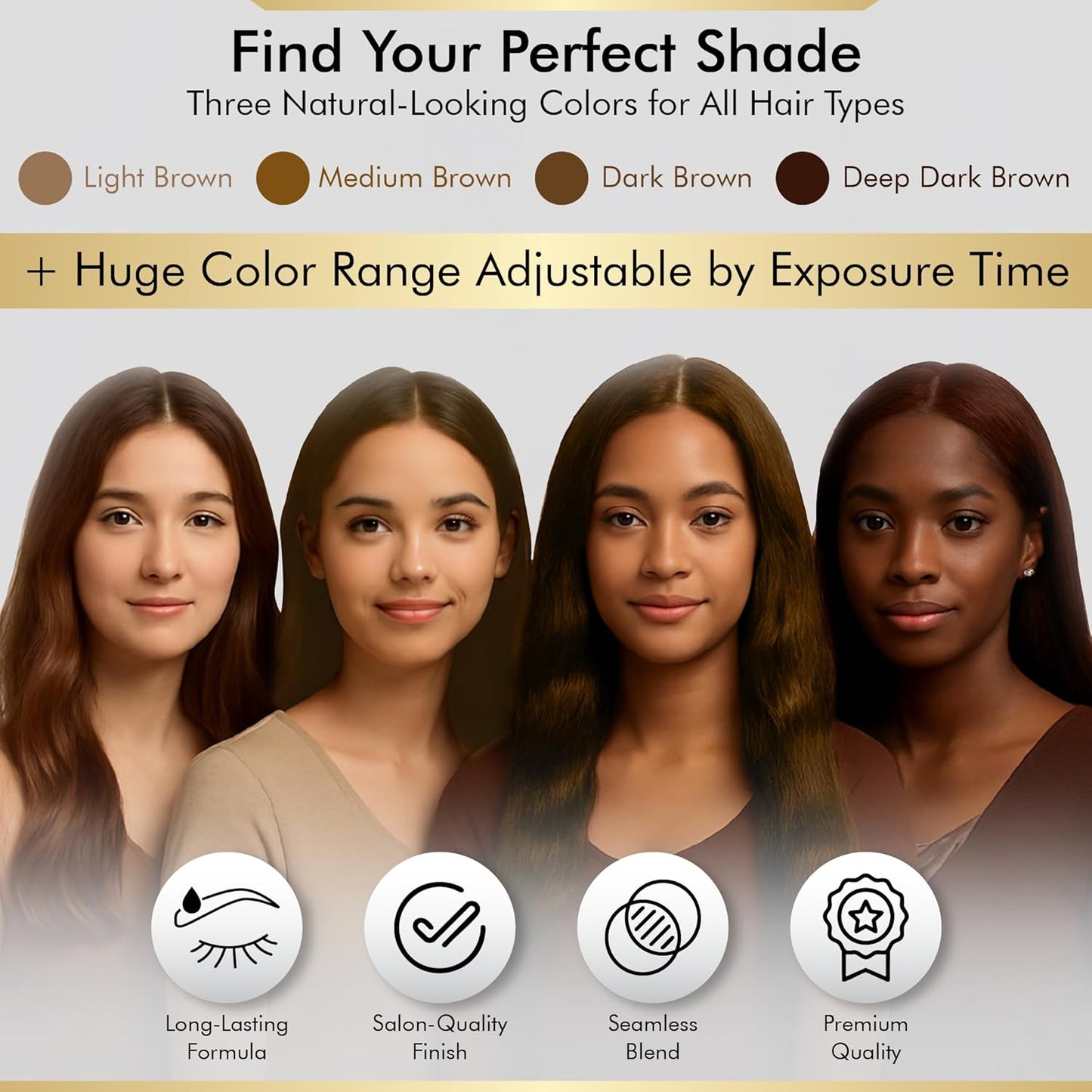**Professional Shading Touch-Up Kit - Herbal Henna Color Powder with Mixing Dish, Stir & Brush | 3.5g | Natural Deep Dark Brown**