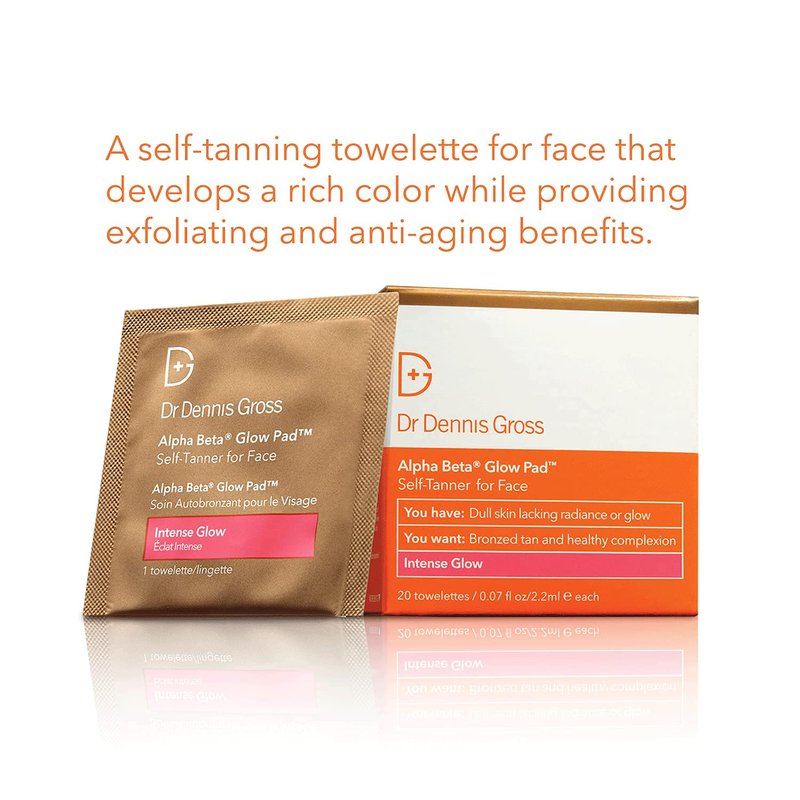 Alpha Beta Glow Pads by Dr. Dennis Gross - Exfoliating Self-Tanning Towelettes | 20 Count
