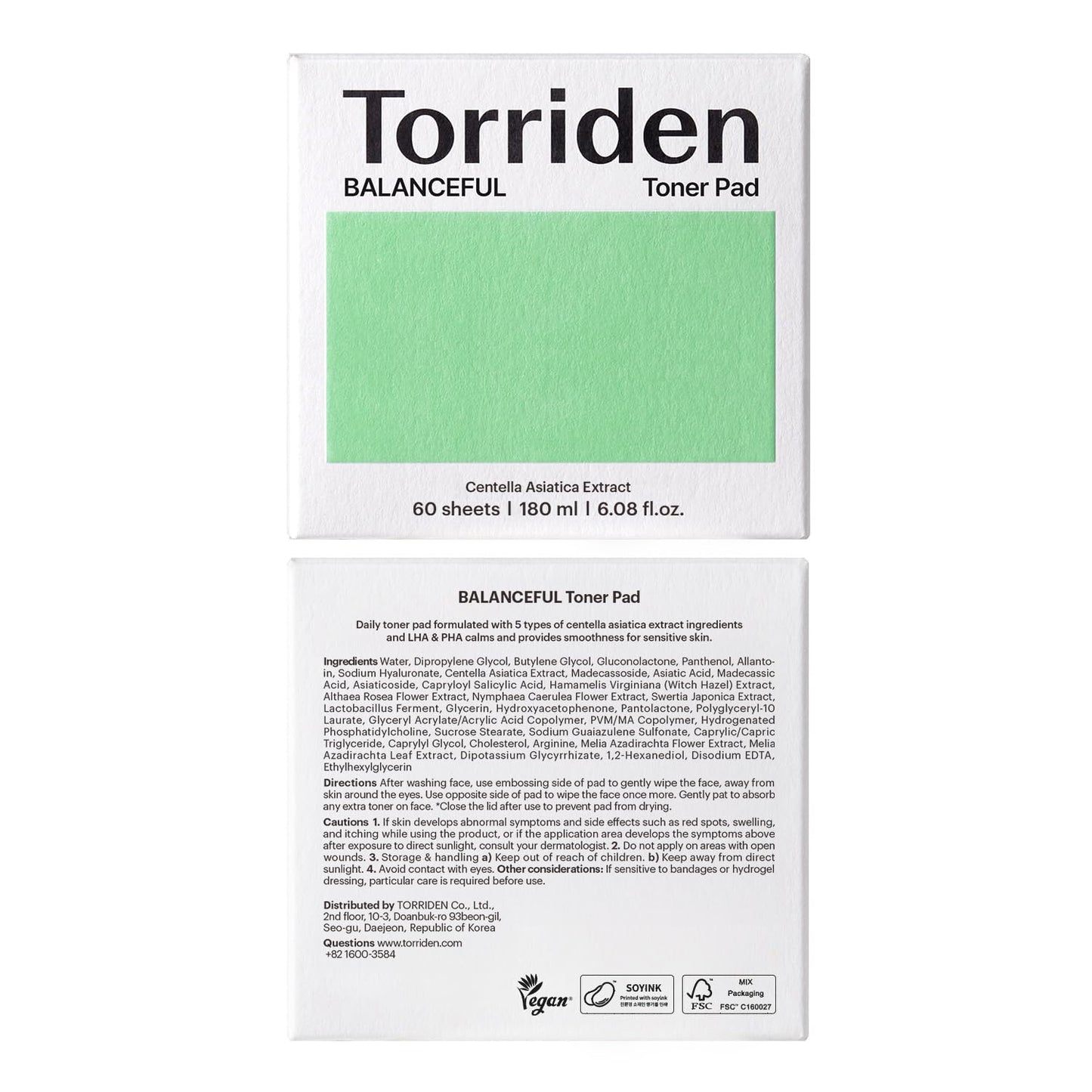 Torriden BALANCEFUL Toner Pad (60 pads) | Daily Exfoliating Pads with PHA & LHA for Oily, Combo, and Sensitive Skin | 5D CICA, Panthenol