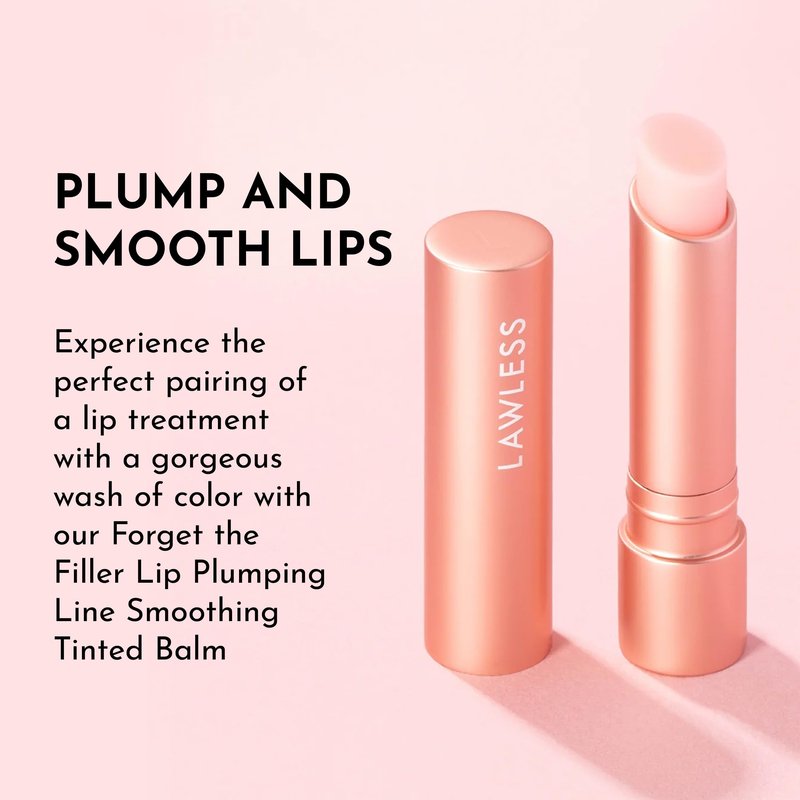LAWLESS Women's Forget the Filler Lip Plumping Line Smoothing Tinted Balm, Pink Marshmallow, 0.09 Ounce