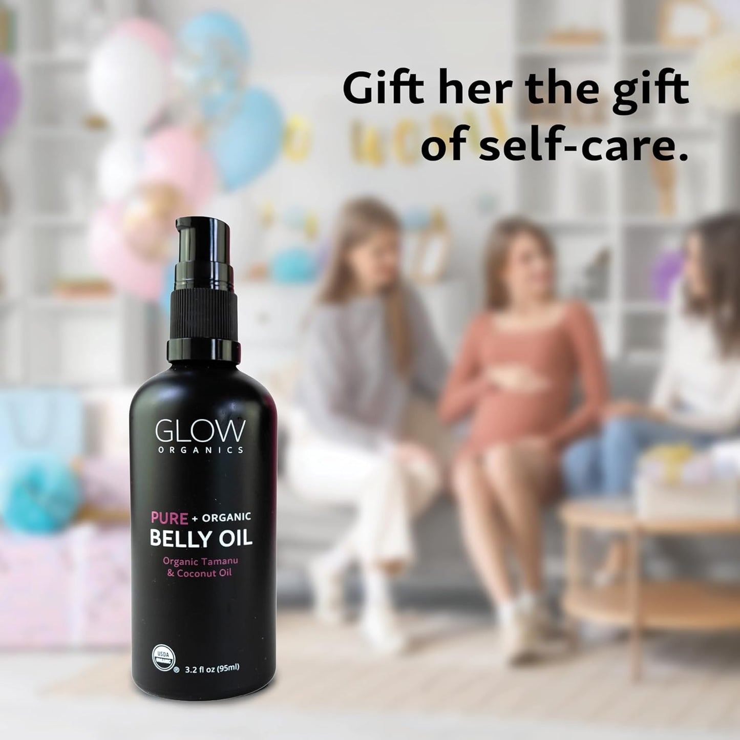 Glow Organics Belly Oil - Organic Pregnancy Skincare for Stretch Marks & Scars | Fast-Absorbing 95ml