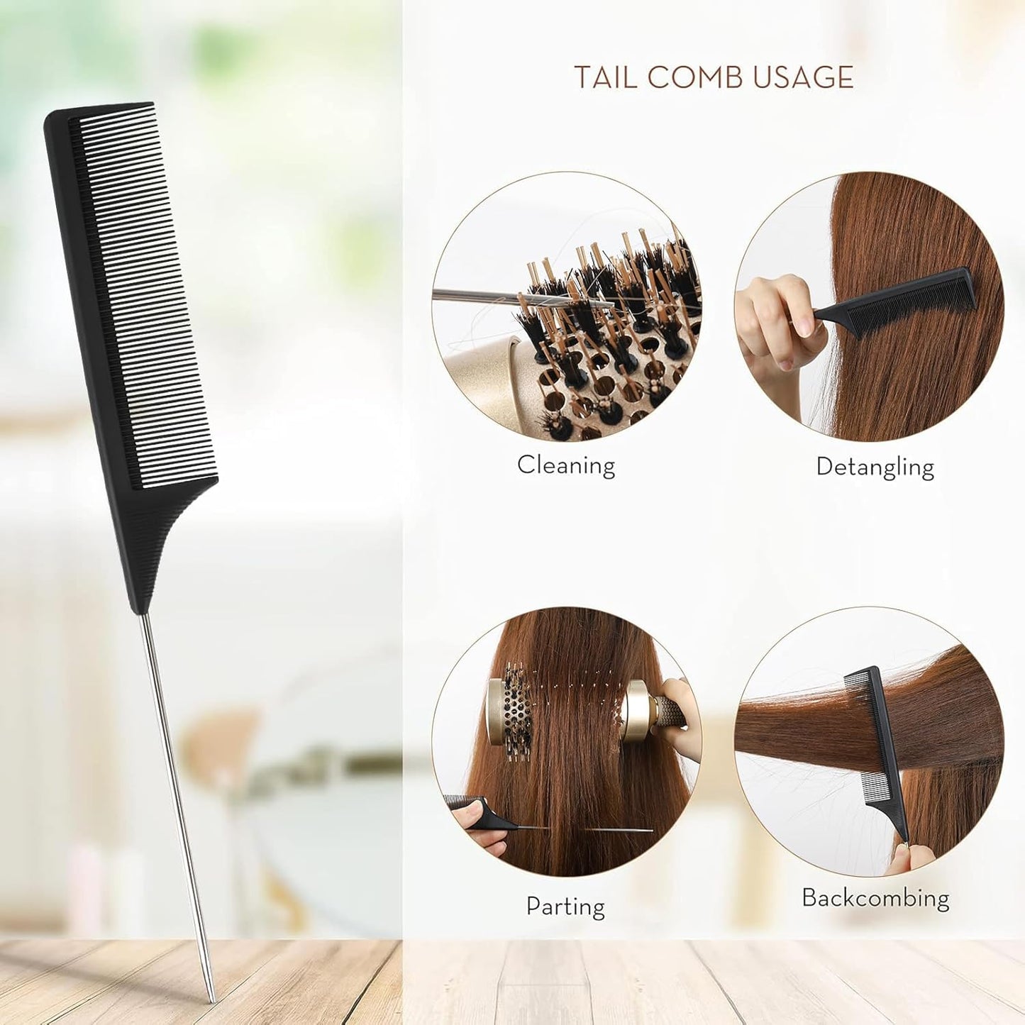 AIMIKE Hair Brush Set - Nano Thermal Ceramic Round Brush with Boar Bristles for Blow Drying | Includes Tail Comb & Hair Clips