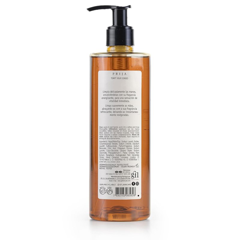Vitalising Hand Wash with Ginseng Extract - Moisturizing Vegan Liquid Soap | 3 x 12.85 Fl. Oz