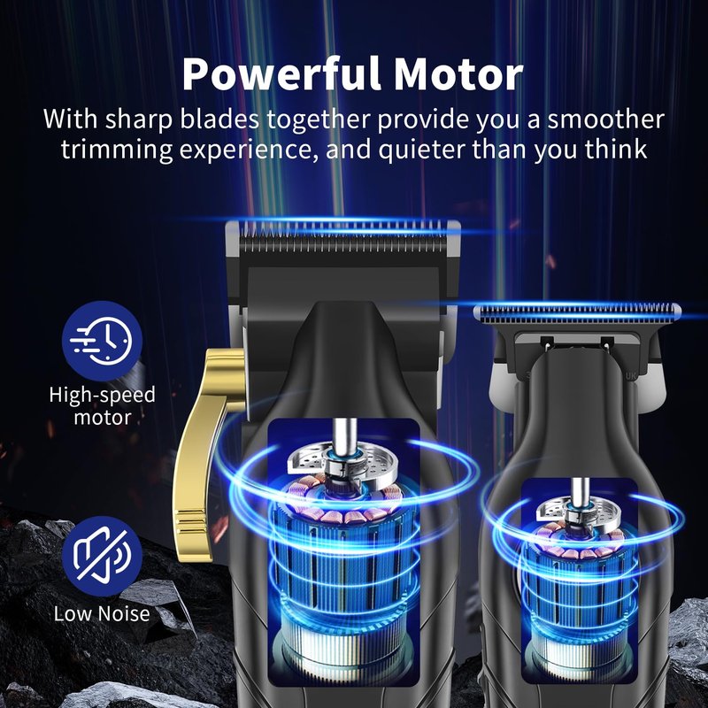 HIENA PRO Professional Hair Clipper Set & Trimmer Kit for Men, Rechargeable Cordless Barber Clippers for Hair Cutting, Haircut Clippers for Men