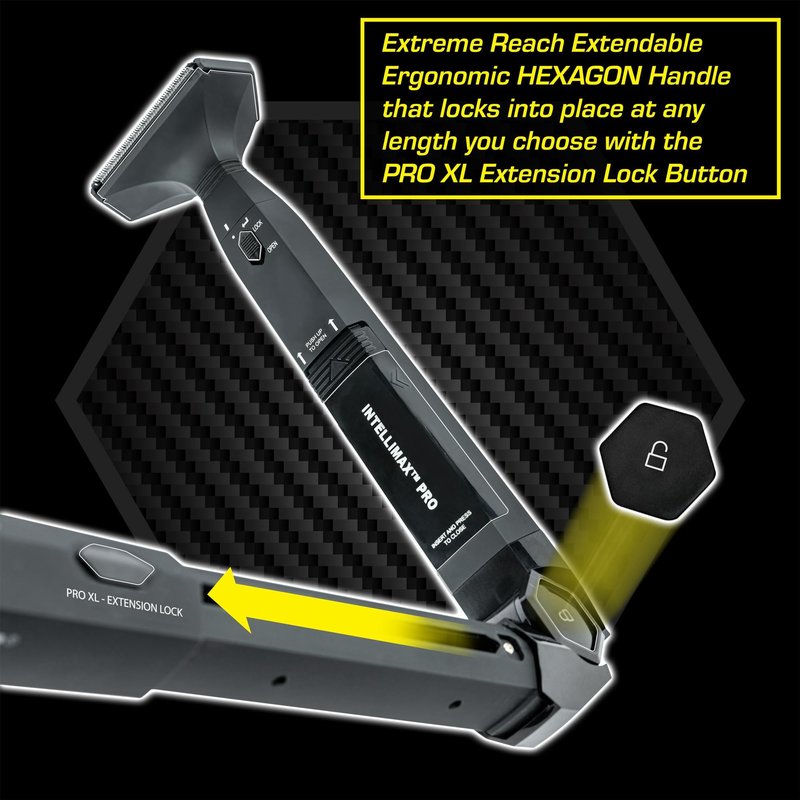 MANGROOMER - INTELLIMAX PRO - New Back Shaver with 2 Shock Absorber Flex Heads, Power Hinge, Extreme Reach Handle and Advanced 2.7" Extra-Wide Blade Design (Version 3.0)