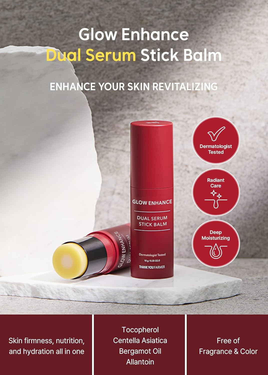 Glow Enhance Dual Serum Stick Balm - Korean Eye Cream for Fine Lines, Crows Feet | 0.35oz