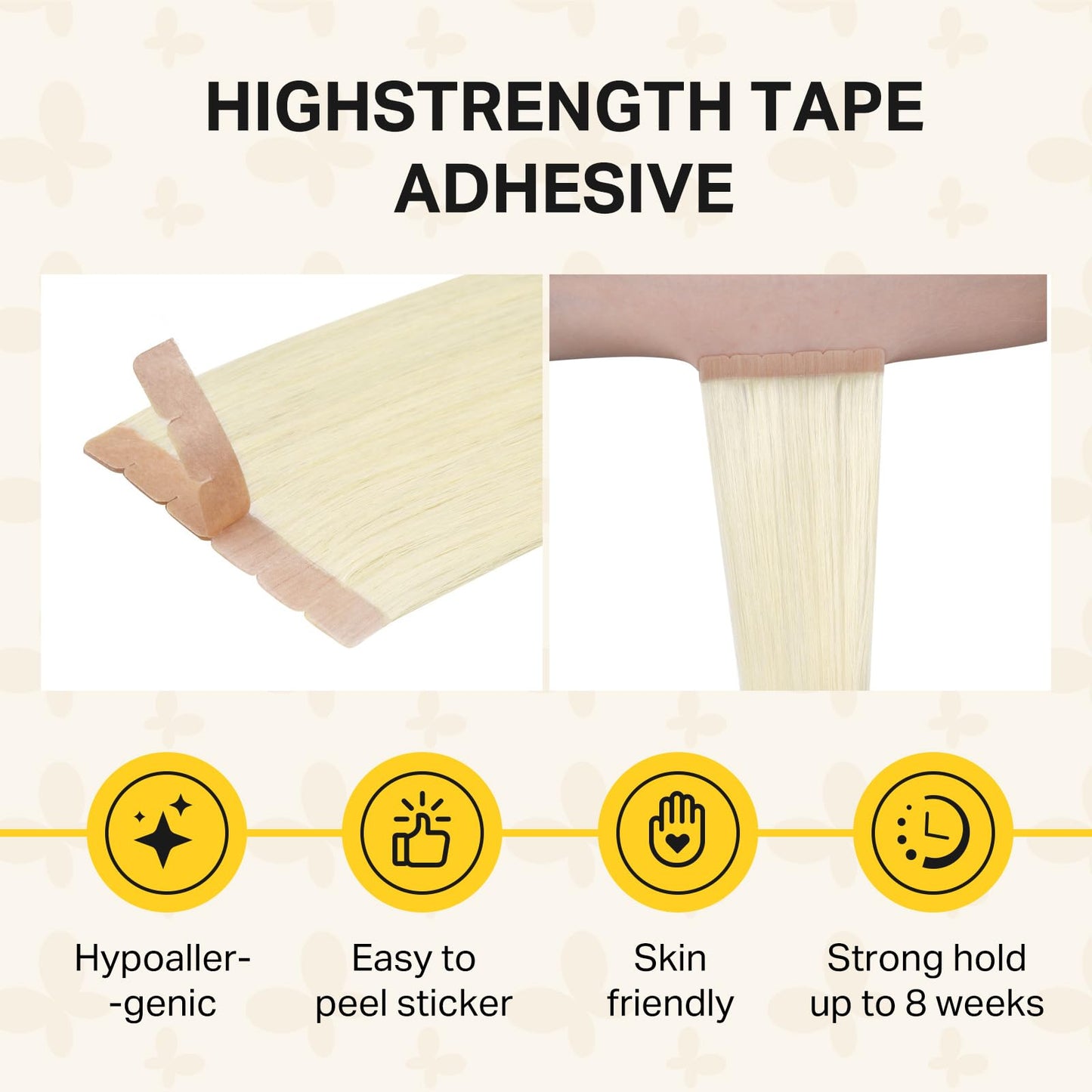DOORES Tape in Hair Extensions, 16 Inch 10pcs 35g Platinum Blonde Mini Tape Weft Extensions Invisible Remy Real Human Hair Silky Straight DIY Seamless PU Weft Flexible Wear
