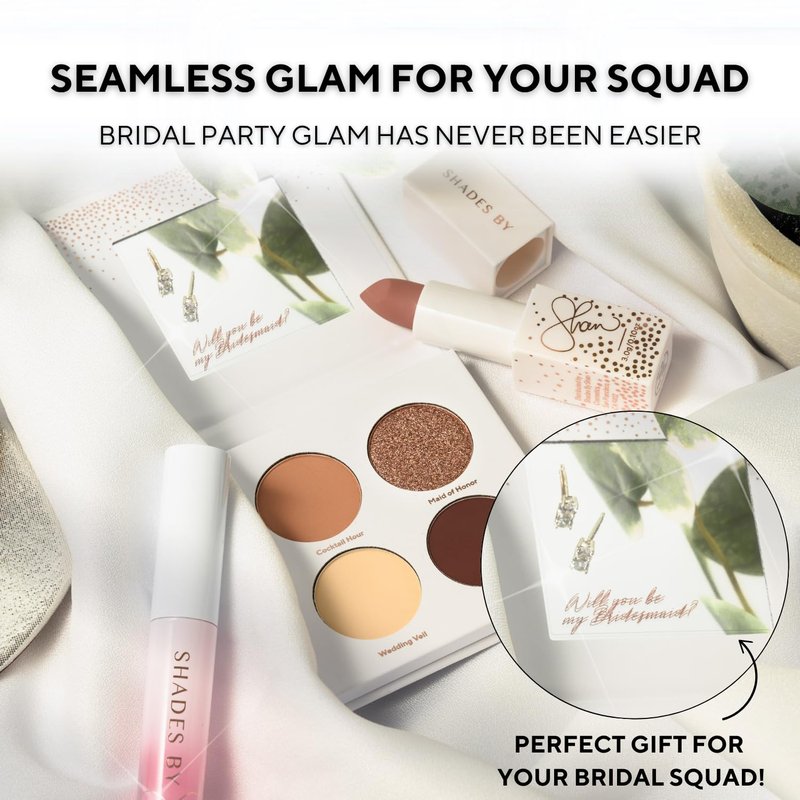 Shades by Shan - The Bridesmaid Set - Natural Glam Bridesmaid Makeup Kit | Long-Lasting, Flawless Look for Wedding Guests – Makeup Set with Eyeshadow, Lipstick & Lip Gloss