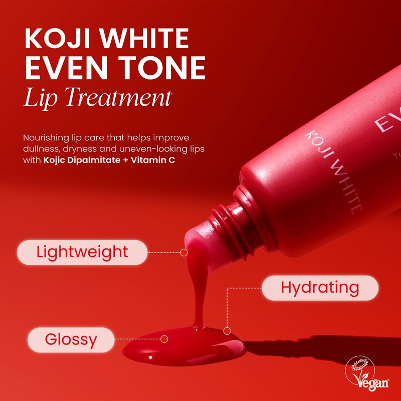 Koji White Lip Discoloration Treatment for Dark Lips | Moisturizer & Hydrating Lip with 1% Kojic Acid, Hyaluronic Acid, Vitamin C, Carrot Oil - Beeswax-Free, Vegan Chapstick, 0.23 Fl Oz