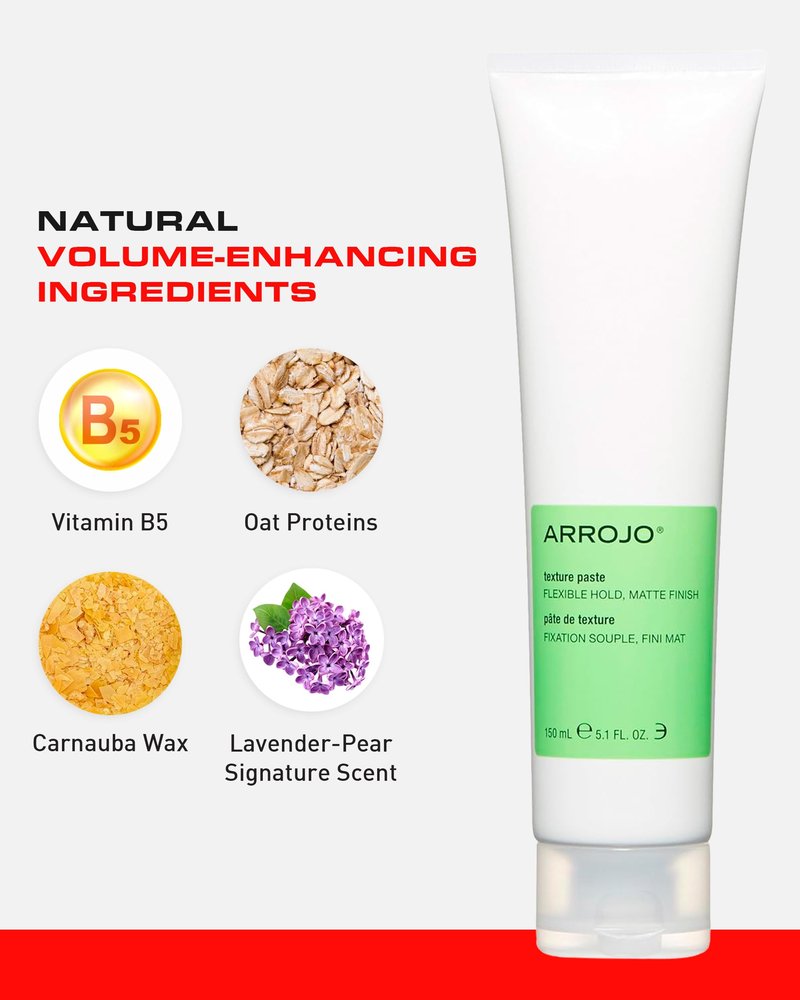 ARROJO Texture Hair Paste – Matte Finish Hair Styling Products – Mid-Hold Hair Paste for Men & Women – Molding Paste w/Vitamin B5 & Oat Proteins – Hair Products for Women & Men (1.7oz)