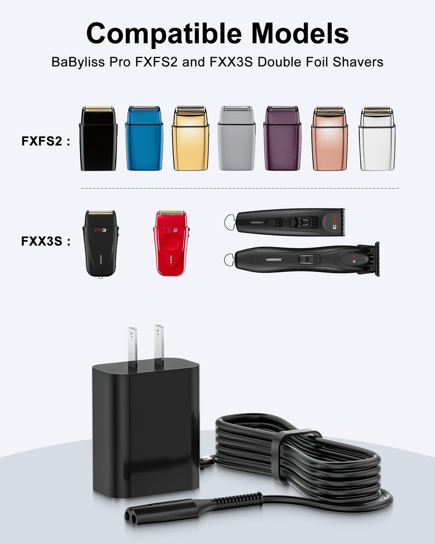 VHBW 4.5V for Babyliss Pro Trimmer Charger Cord Compatible with BaBylissPRO FXFS2/FXX3S Trimmer & Clipper 6FT Charging Power Cord