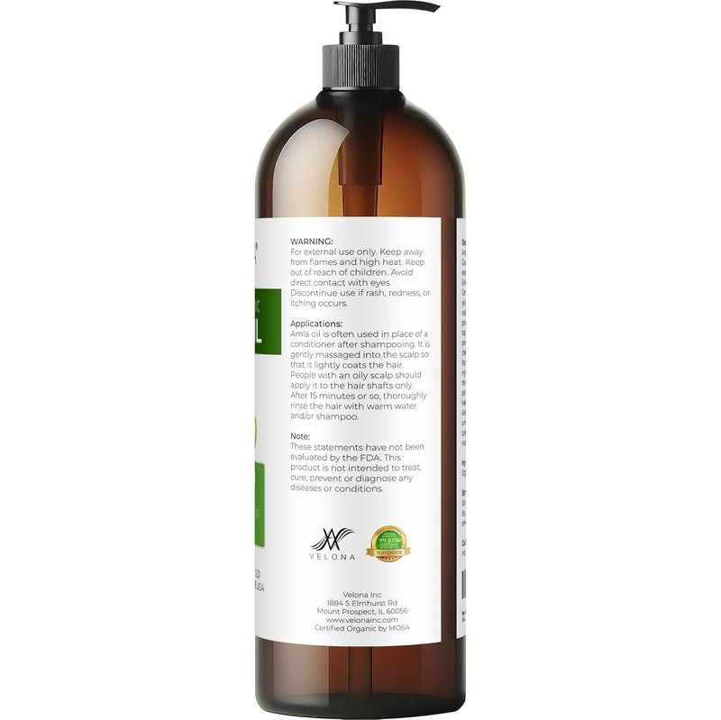Amla Oil - USDA Certified Organic Carrier Oil | 100% Pure, Extra Virgin, Unrefined - 32 Fl Oz