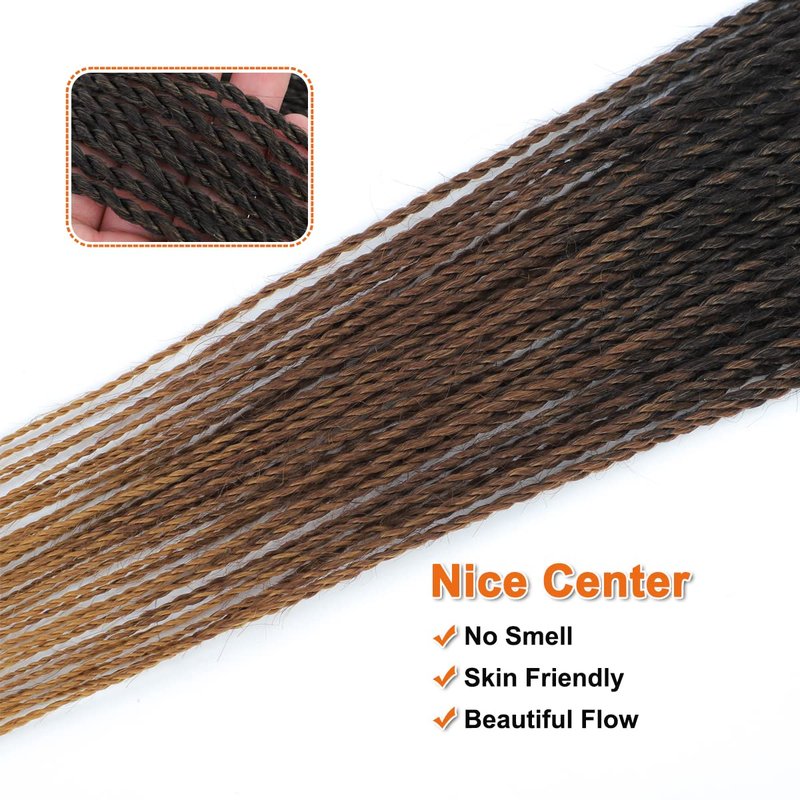 NAYOO Senegalese Twist Crochet Hair Extensions for Protective Styles, Synthetic Fiber, Easy Install for Beginners. 22 Inch Ombre Crochet Twist Hair for Black Women