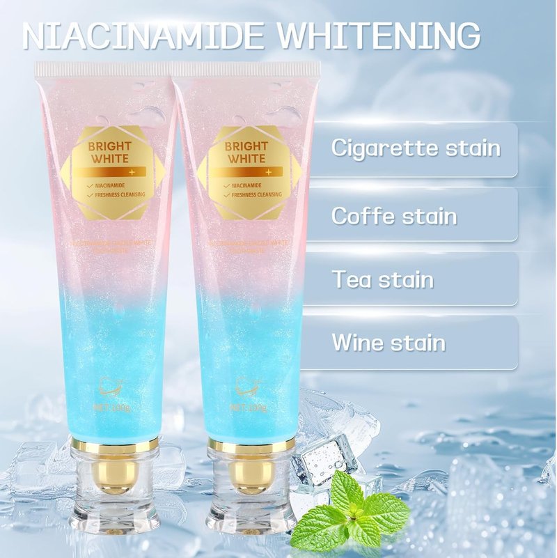 Niacinamide Whitening Toothpaste 2 Pack, Mint Toothpaste for Fresh Breath & Teeth Cleaning, Daily Oral Care Toothpaste with Niacinamide, Gentle Formula for Sensitive Teeth
