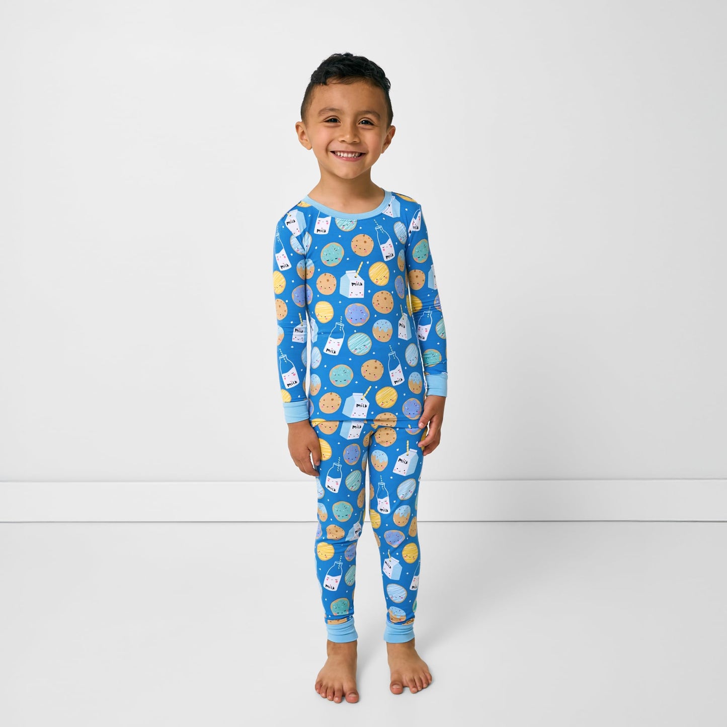 Little Sleepies Two-Piece Pajama Set for Boys & Girls, Soft Viscose from Bamboo Toddler Pajamas for Kids, Family Matching PJs, Blue Cookies & Milk, 18-24M
