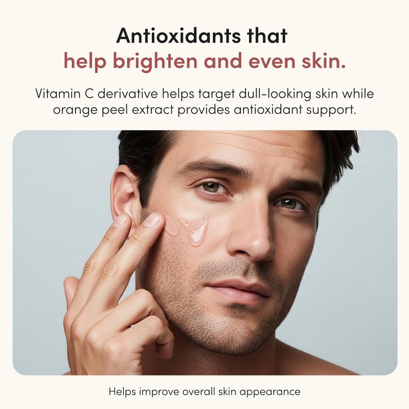 Vitamin C Serum for Men - Brightening with Hyaluronic Acid & Orange Peel Extract - Paraben-Free, Vegan - 1 Fl Oz