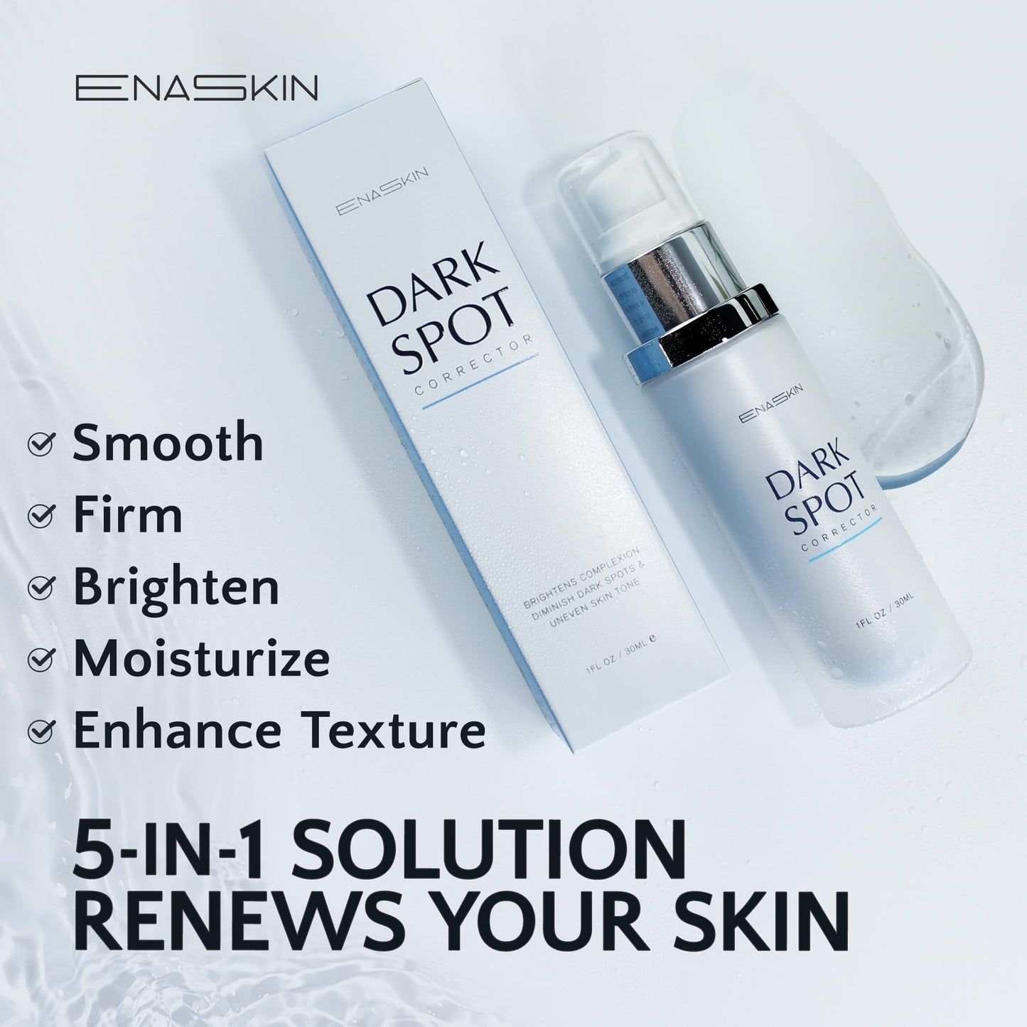 EnaSkin Dark Spot Corrector for Face & Body - 5% Tranexamic Acid, Niacinamide & Acid-Free Renewal Peptide - Hyperpigmentation, Melasma & Sun Spot Treatment, Gentle for Sensitive Skin, 1.01 fl oz