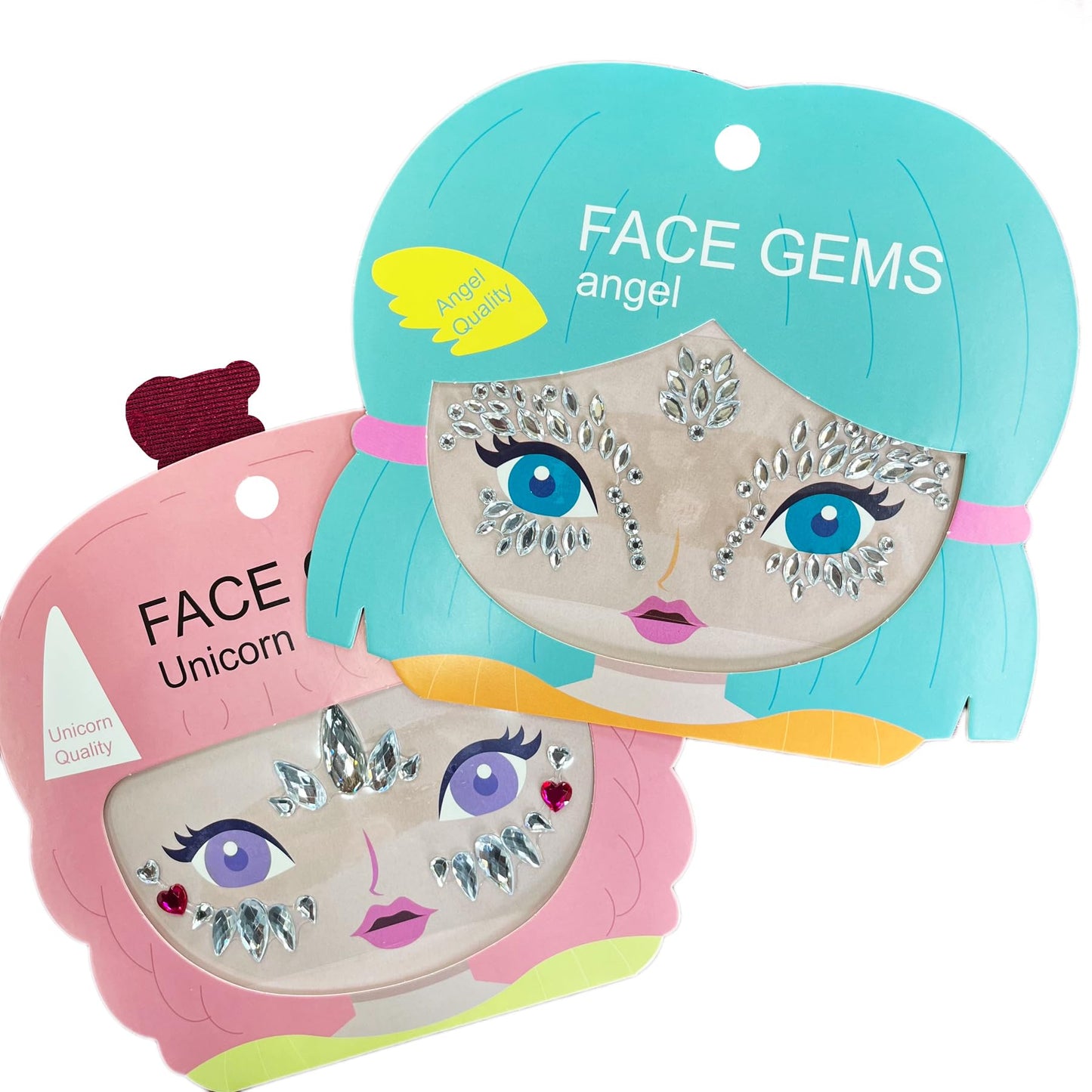 Mermaid Face Gems,Rhinestone Angel Face Bindi Decorations Jewels Face Glitter Crystal Sticker for Kids,2-Pack