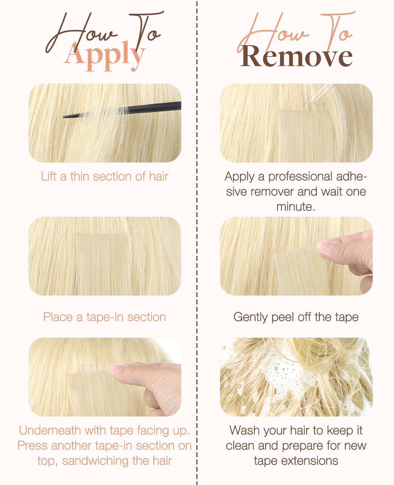GOO GOO Invisi Edge Tape in Hair Extensions Human Hair, 18A/613A Dark Blonde Highlighted Bleach Blonde, 6pcs 20inch 18g, Virgin Remy Hair, Seamless Injected Tape, Natural Look