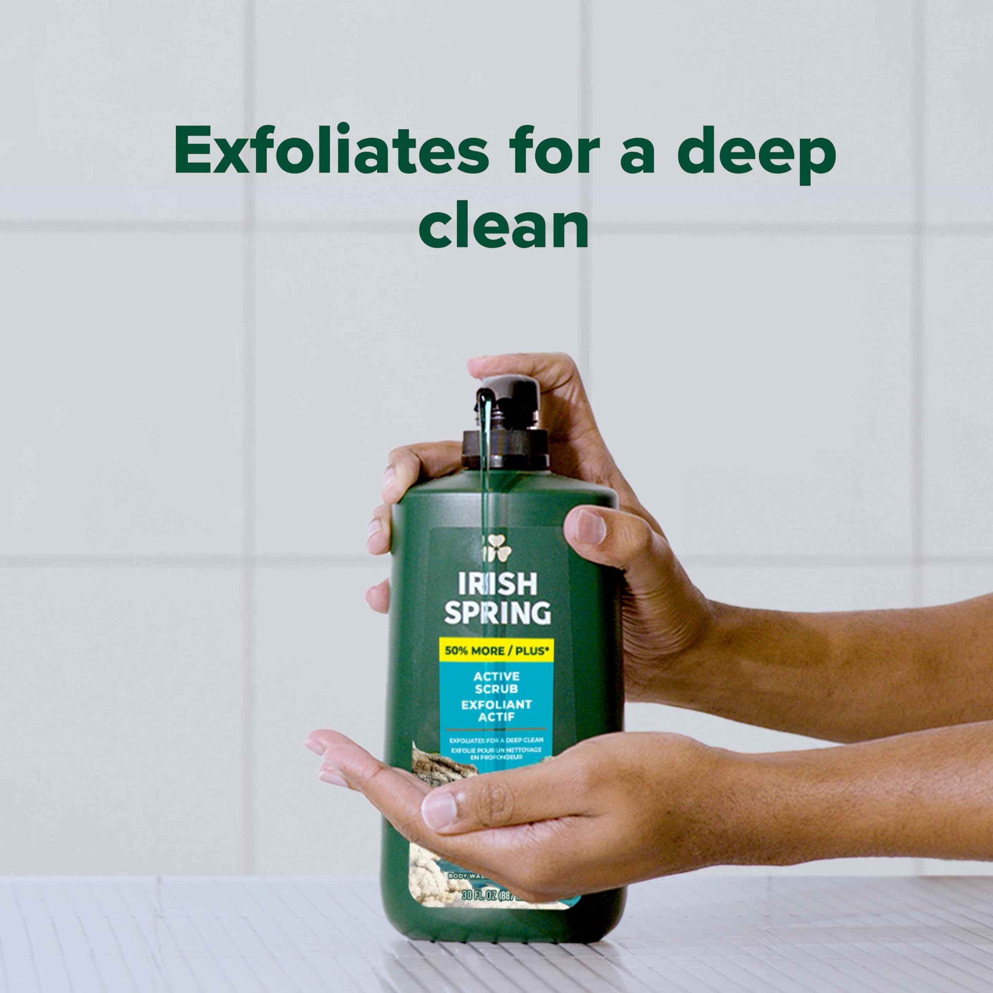 Irish Spring Active Scrub Moisturizing Face and Body Wash, 30 oz Pump Bottle (Pack of 2)