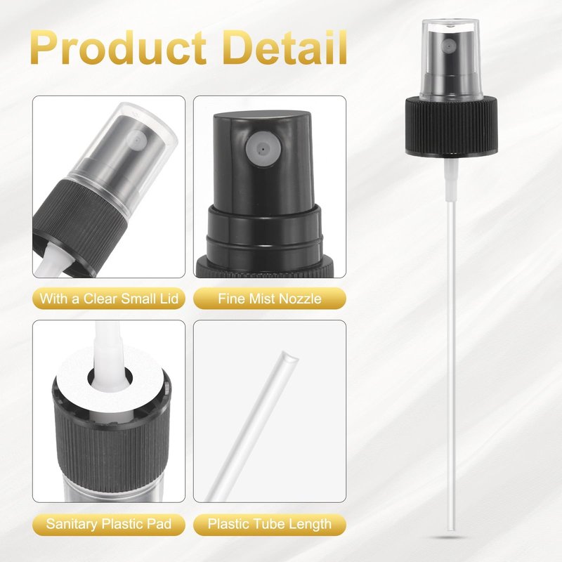 uxcell 50 Pcs Black Spray Top, 28/410 Fine Mist Sprayer Reusable Replacement Spray Bottle Pump Plastic Top for Cosmetic Perfume and Body Sprays Bottle
