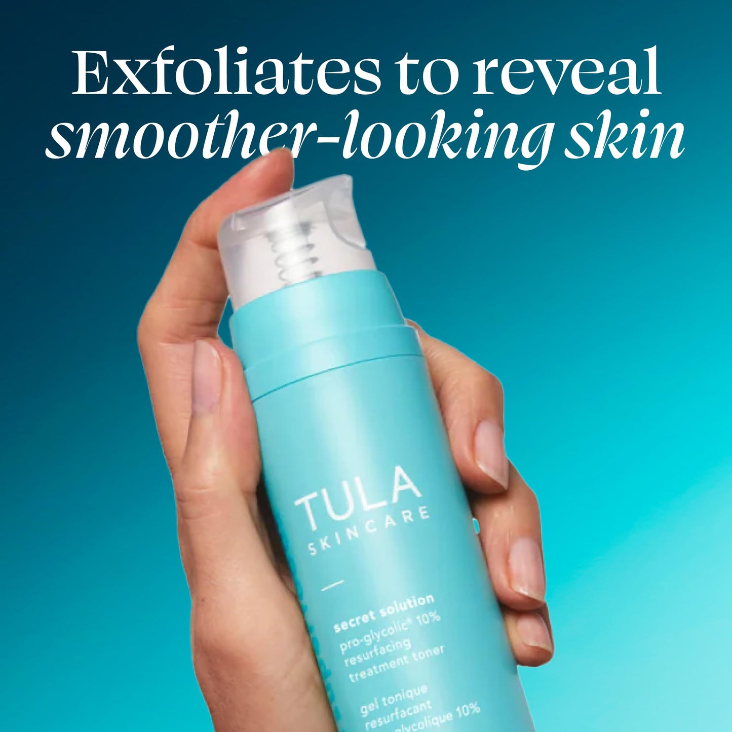 TULA Skin Care Secret Solution Pro-Glycolic 10% pH Resurfacing Toner - Face Toner to Gently Exfoliate and Hydrate Skin, with Proprietary Blend of prebiotics and Glycolic Acid, 2.7 oz.