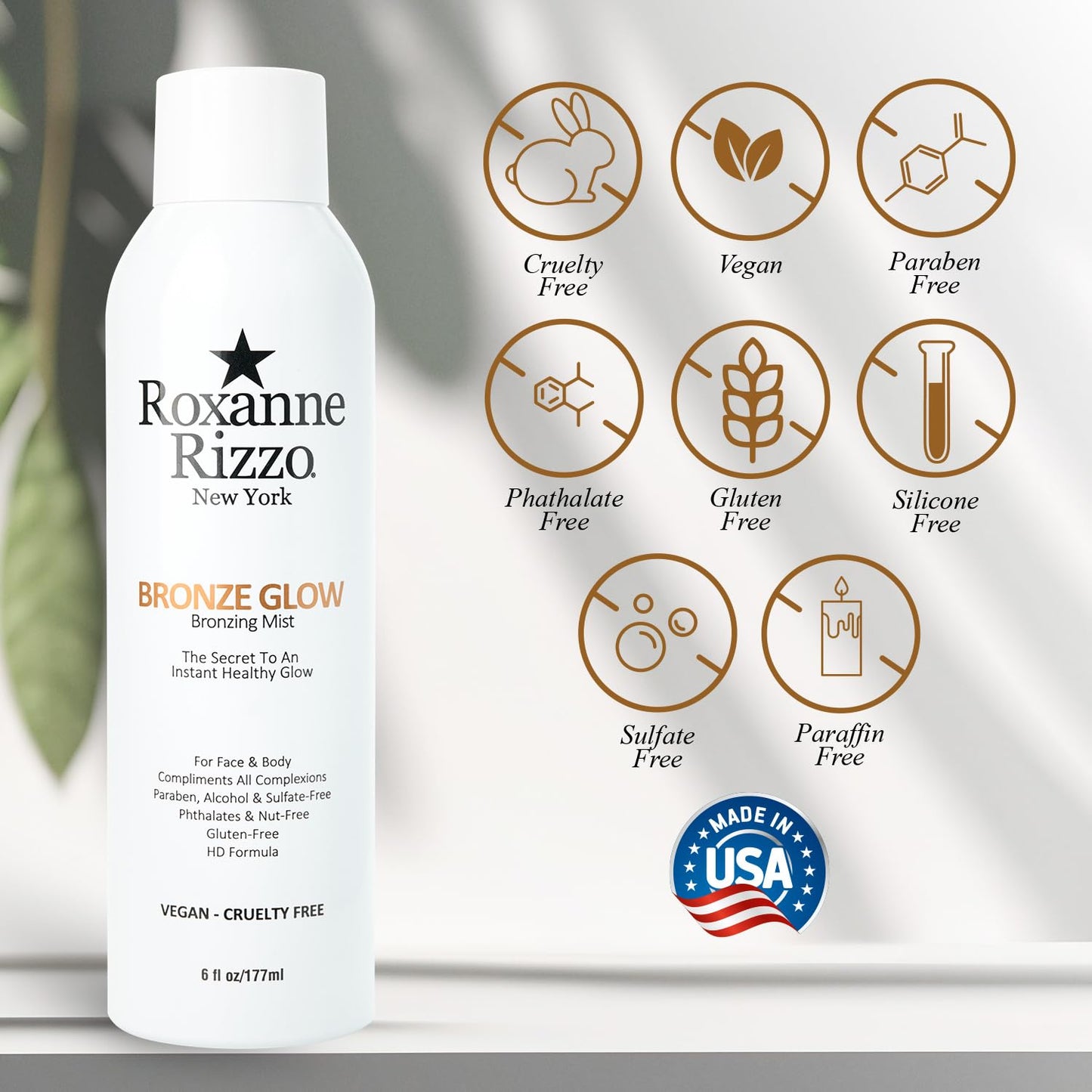 Bronze Glow Duo By Roxanne Rizzo - Celebrity Choice Bronzer - Refreshing Hydrating Mist - Face & Body - Blends with All Skin Tones - TSA Approved Travel Size (100ml) - Includes 177ml & 100ml Bottles