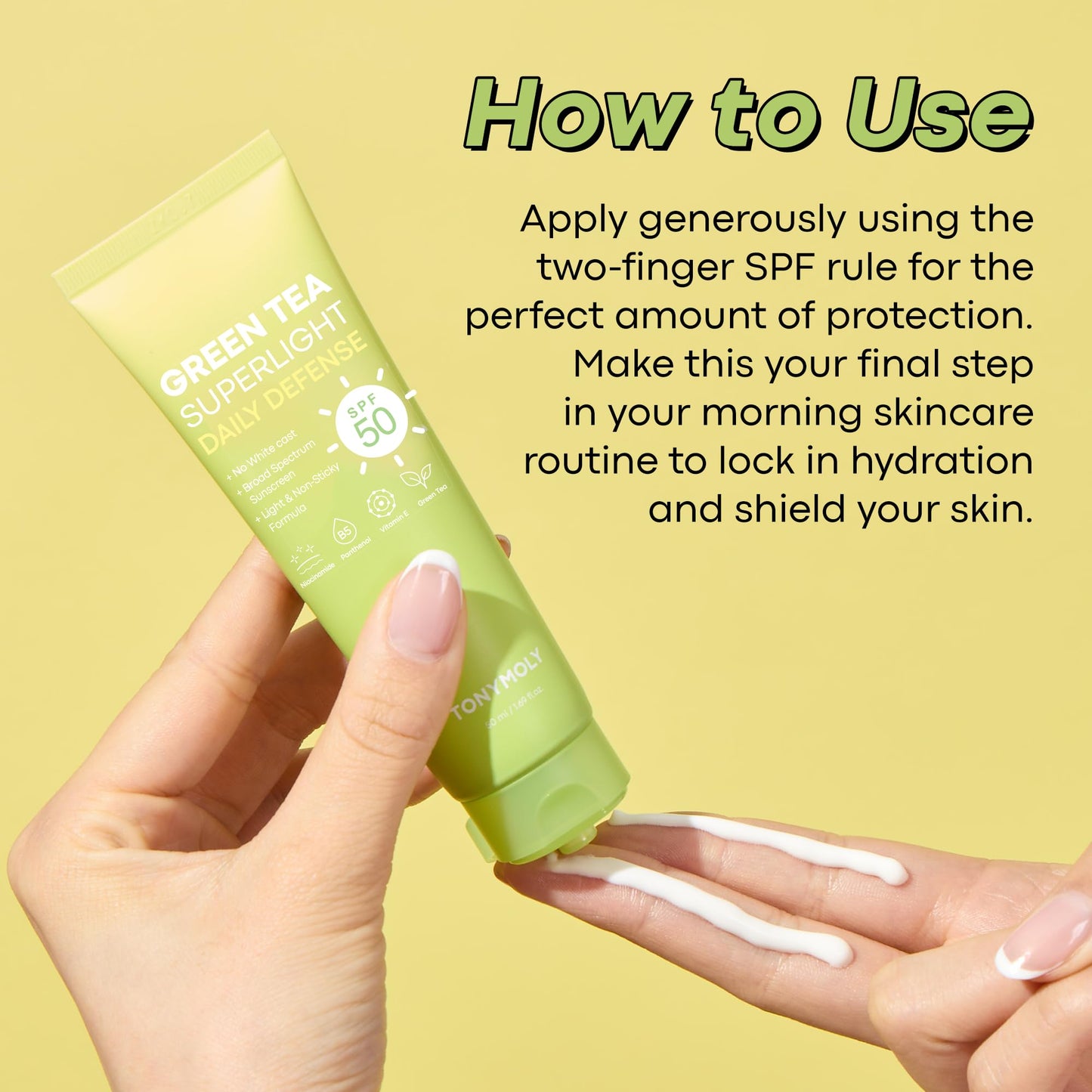 TONYMOLY Green Tea Korean Sunscreen SPF 50+ PA++++ — No White Cast, Lightweight Face Sunscreen for All Skin Tones, Hydrating with Niacinamide, Panthenol & Hyaluronic Acid, 1.69 fl oz