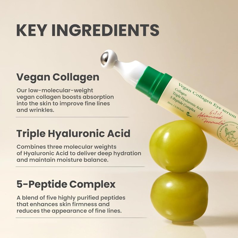 AXIS-Y Vegan Collagen Eye Serum - K Beauty Triple Hyaluronic Acid & Peptide Formula for Elasticity | 0.33 fl. oz.