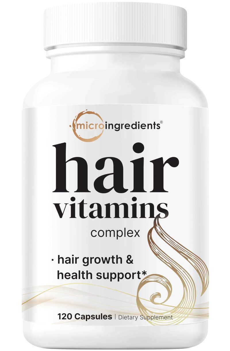 Micro Ingredients Hair Vitamins Complex, 120 Capsules | Hair Supplements for Women & Men with Hydrolyzed Collagen, Keratin, Methylfolate, Bamboo Extract, Vitamin C, Biotin, Saw Palmetto, & More