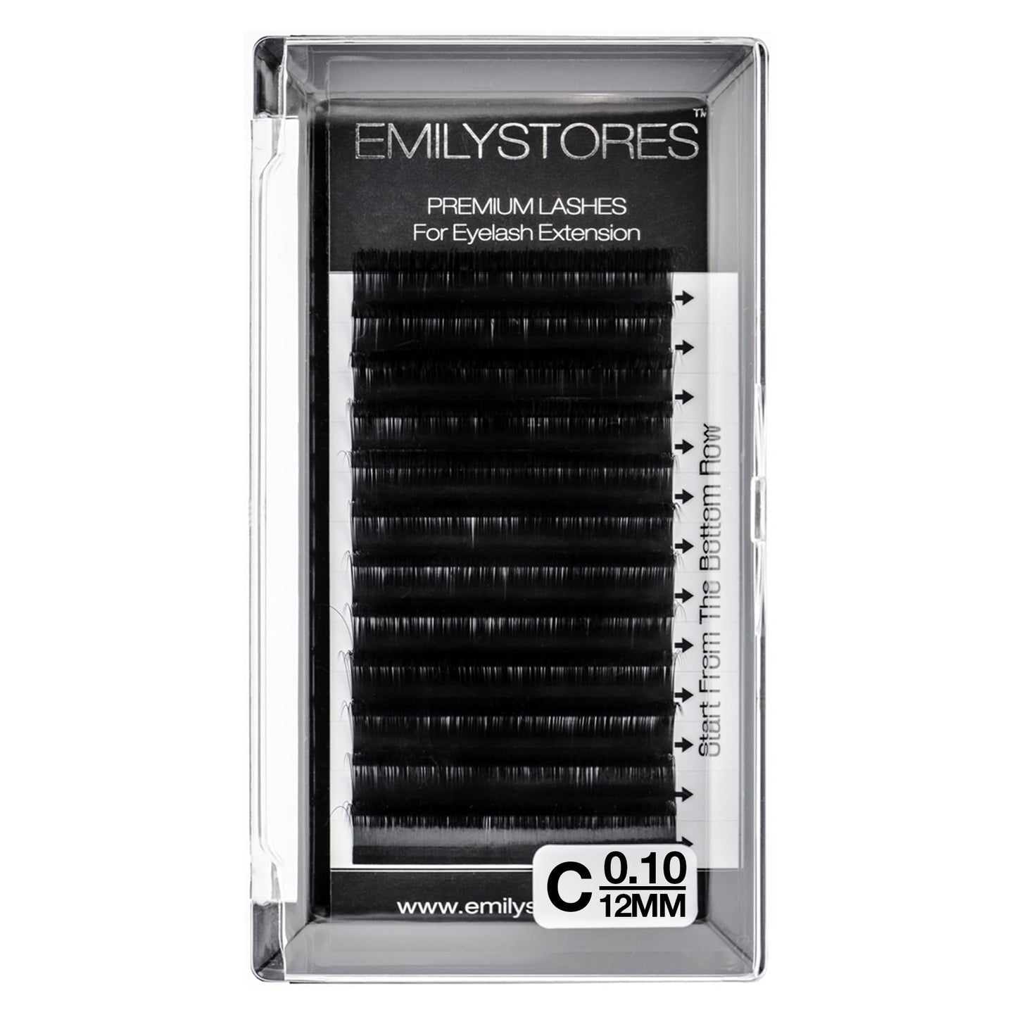 EMILYSTORES Eyelash Extensions 0.10mm Thickness C Curl Length 12mm Individual Volume Natural-Looking eyelashes Single Size For Lash Extension (0.10,C,12mm)