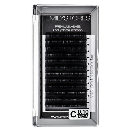 EMILYSTORES Eyelash Extensions 0.10mm Thickness C Curl Length 12mm Individual Volume Natural-Looking eyelashes Single Size For Lash Extension (0.10,C,12mm)
