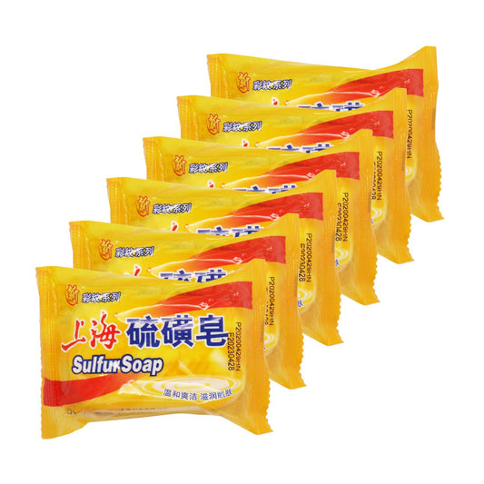Bee & Flower Shanghai Sulfur Soap 10% Sulfur Soap Bar Face and Body Acne Treatment Sulphur Bar Soaps 3.4 Oz (6 Packs)
