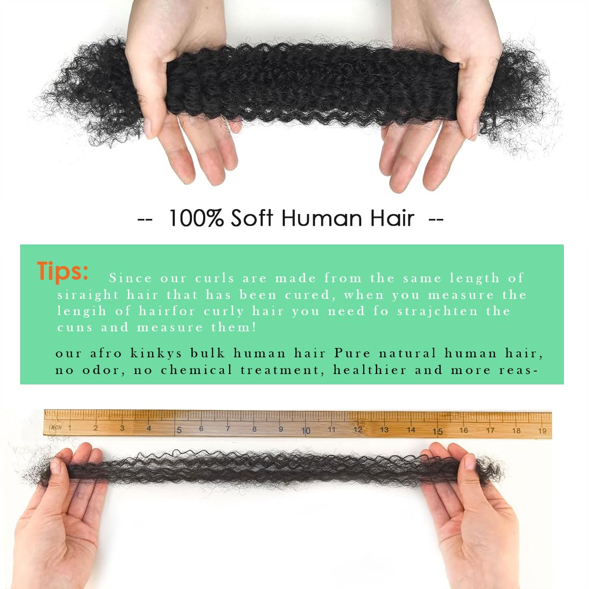 Afro Kinkys Bulk Human Hair for Permanent Micro Locs/Twists/Braids/Repair MChocolate Brown 4C Afro Kinky Curly Bulk Human Hair 12 Inch 50g/pack