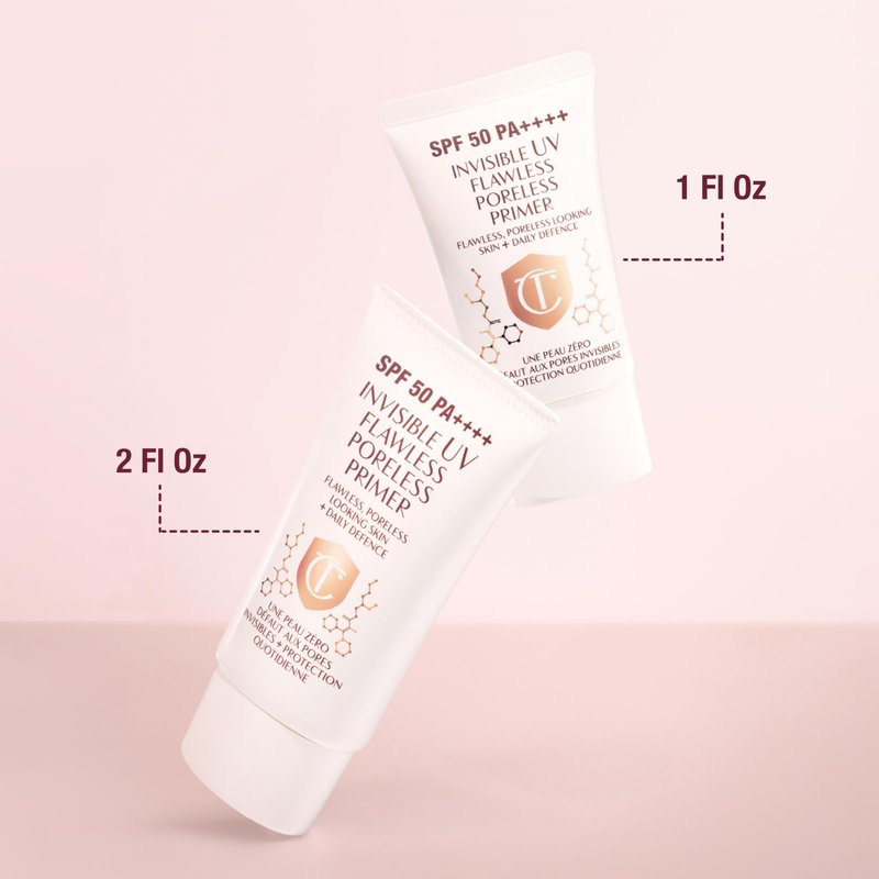 Charlotte Tilbury Invisible UV Flawless Makeup Primer - Broad Spectrum SPF 50 Sunscreen & Poreless Face Primer - Brightening Vitamin C & Hydrating Hyaluronic Acid to Protect & Prime Skin (30ml)